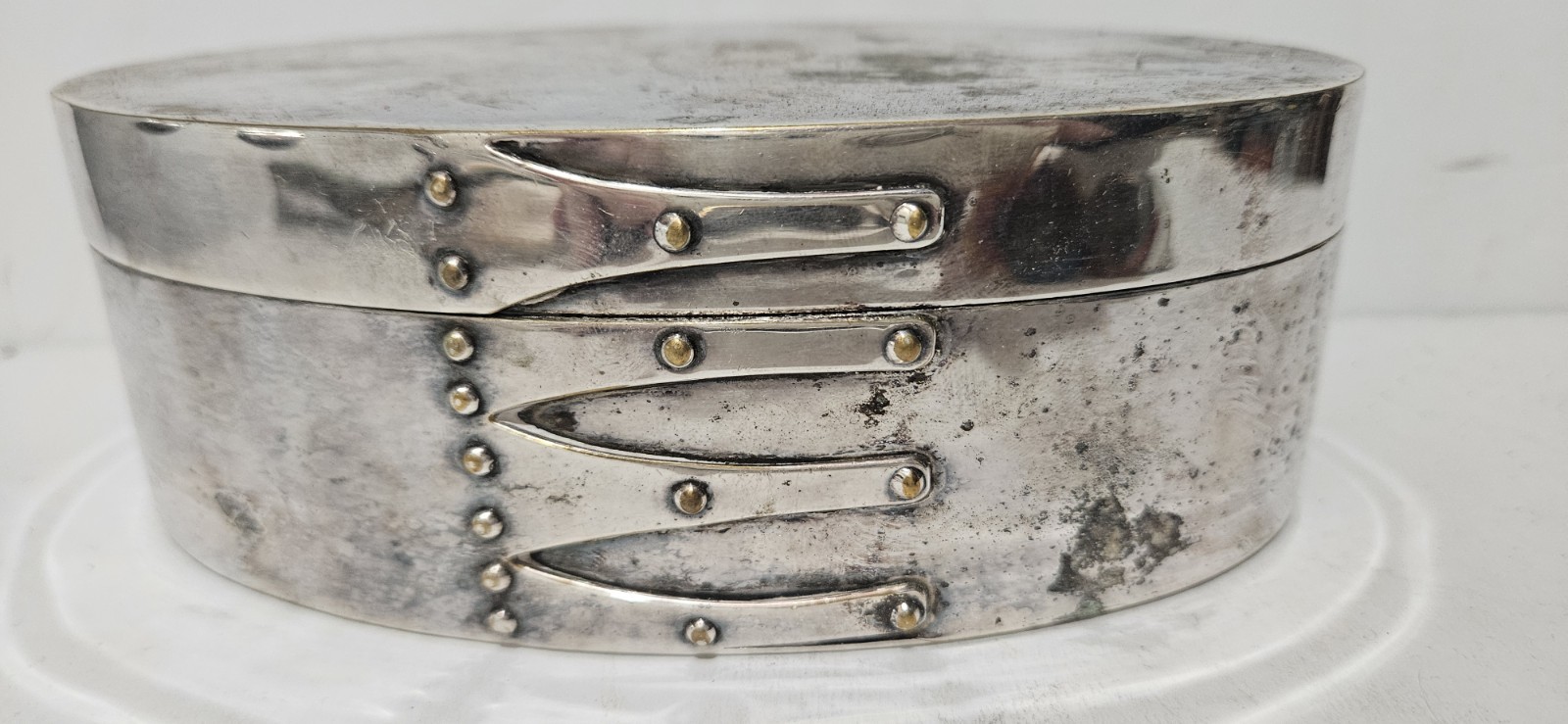 UNIQUE Silverplated SHAKER Style Oval Box w/ Fingers, 6-1/2" Vintage