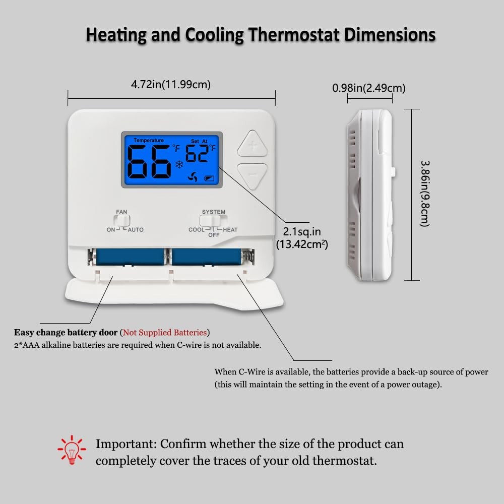 NonProgrammable Thermostat for Home, Digital Energy-Saving Thermostat,Single-...
