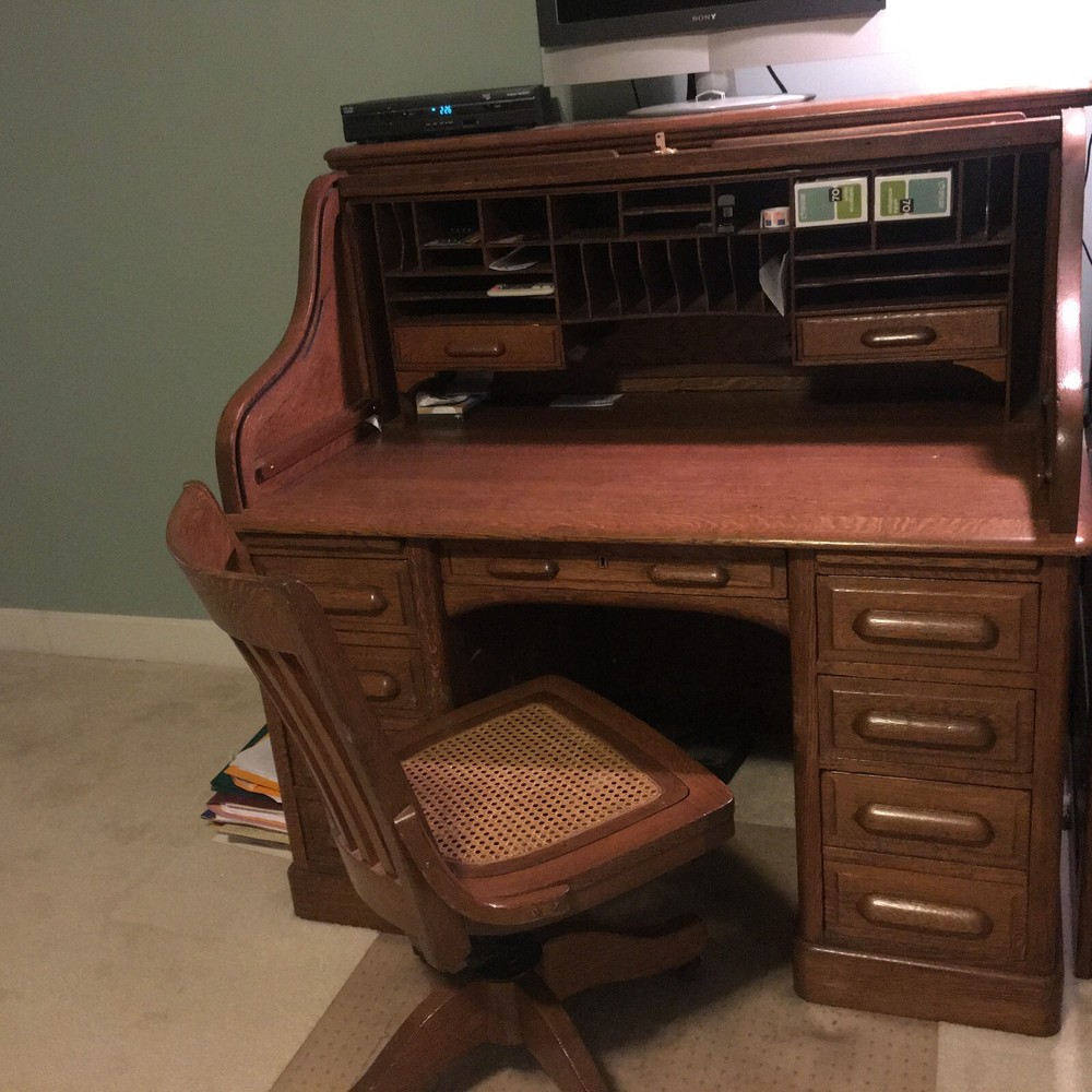 Antique "S" Oak Roll Top Desk