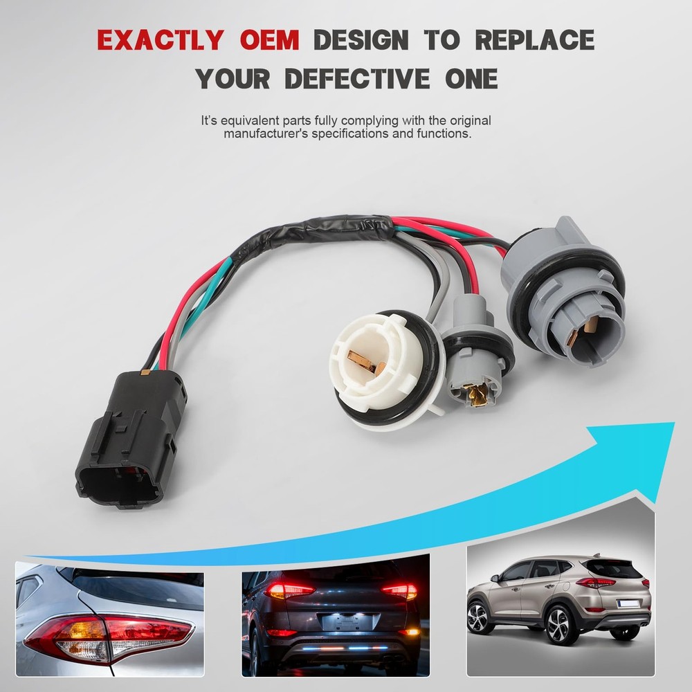 Tail Light Socket and Wire Assembly Fit for Tucson 2016 2017 2018 Tail Black