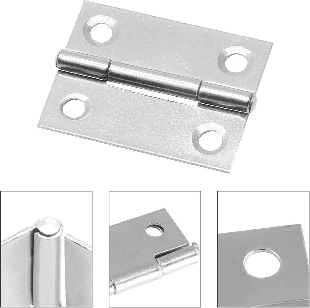 Durable 1.5" Mini Hinges - 6-Pack Rust-Resistant Craft & Cabinet Hinges