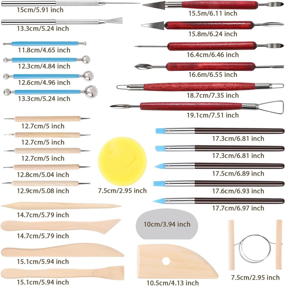 30PCS Clay Sculpting Tools with Wire Pottery Modeling Ceramics Polymer Tools ...