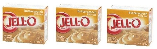 Jell-O Butterscotch Instant Pudding Dessert Mix 3 Box Pack