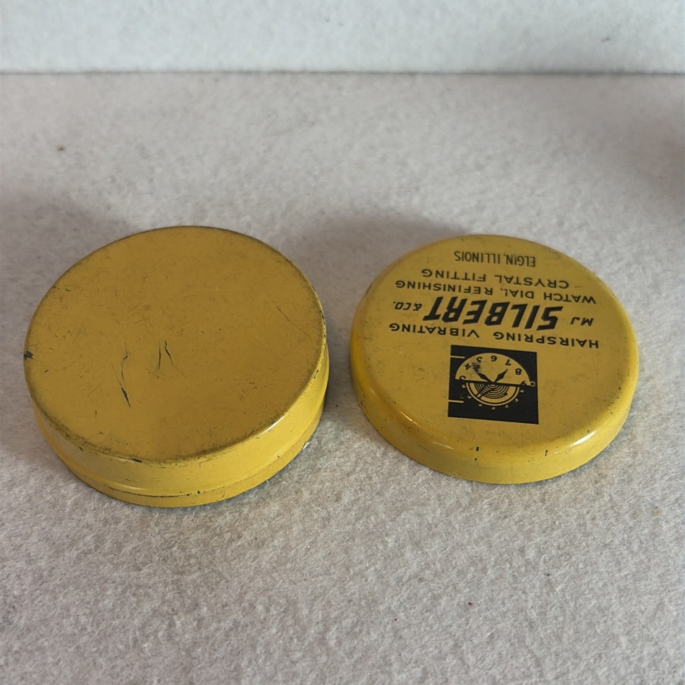 1950’s Silvery Watch Tin Container 2 Inch Diameter