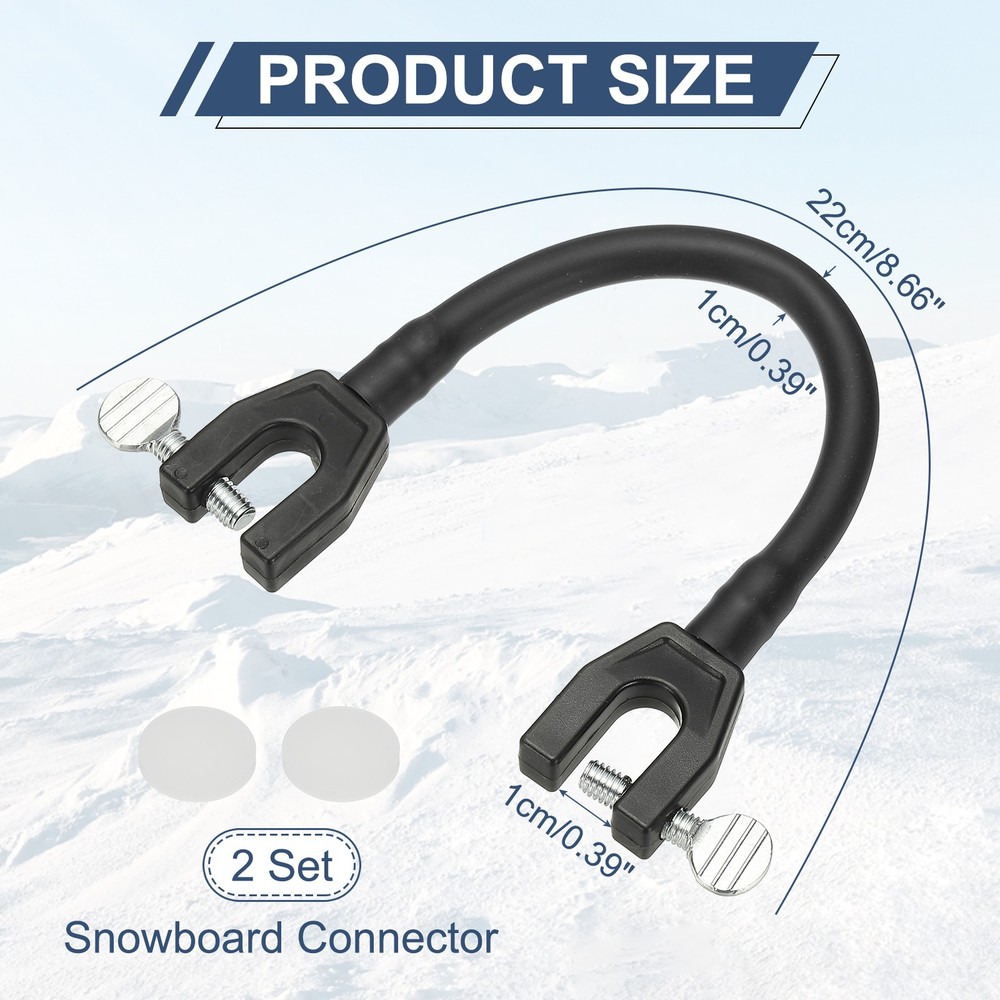 Ski Tip Connector, Snowboard Clip Ski Training Aid Basic Turning 2 Pcs & Black