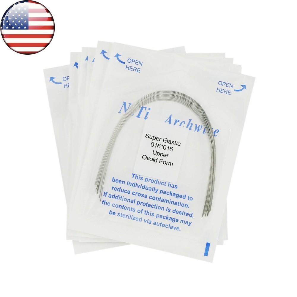 US 10Pack Dental Ortho Arch Wire Round/Rectangular Niti Elastic Ovoid Form