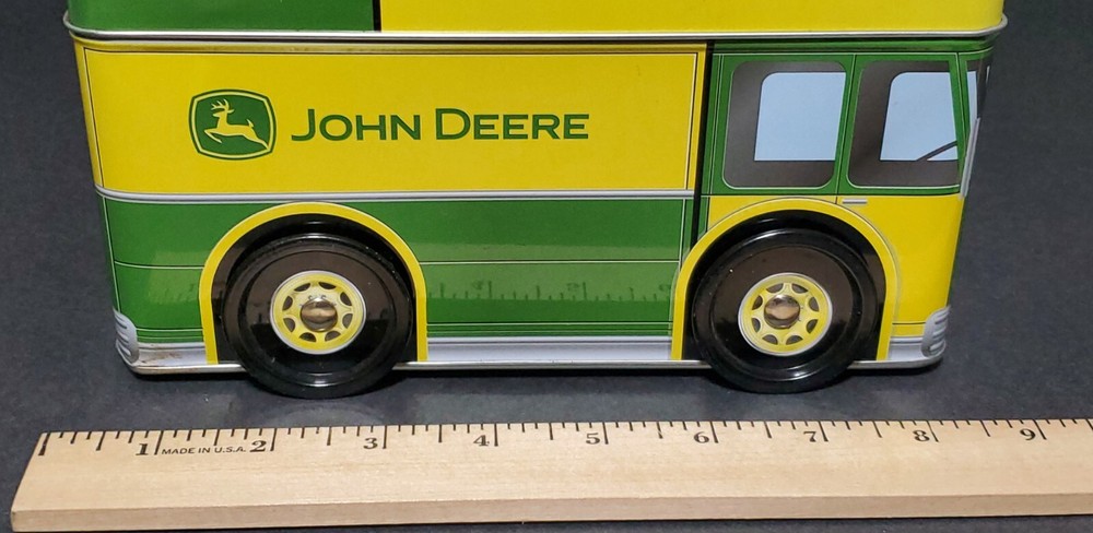John Deere Bus Shaped Tin Coin Box
