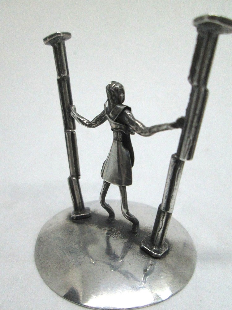 MINIATURE STATUE "SAMSON & PILLARS" HANDMADE SILVER MINIATURE FIGURINE