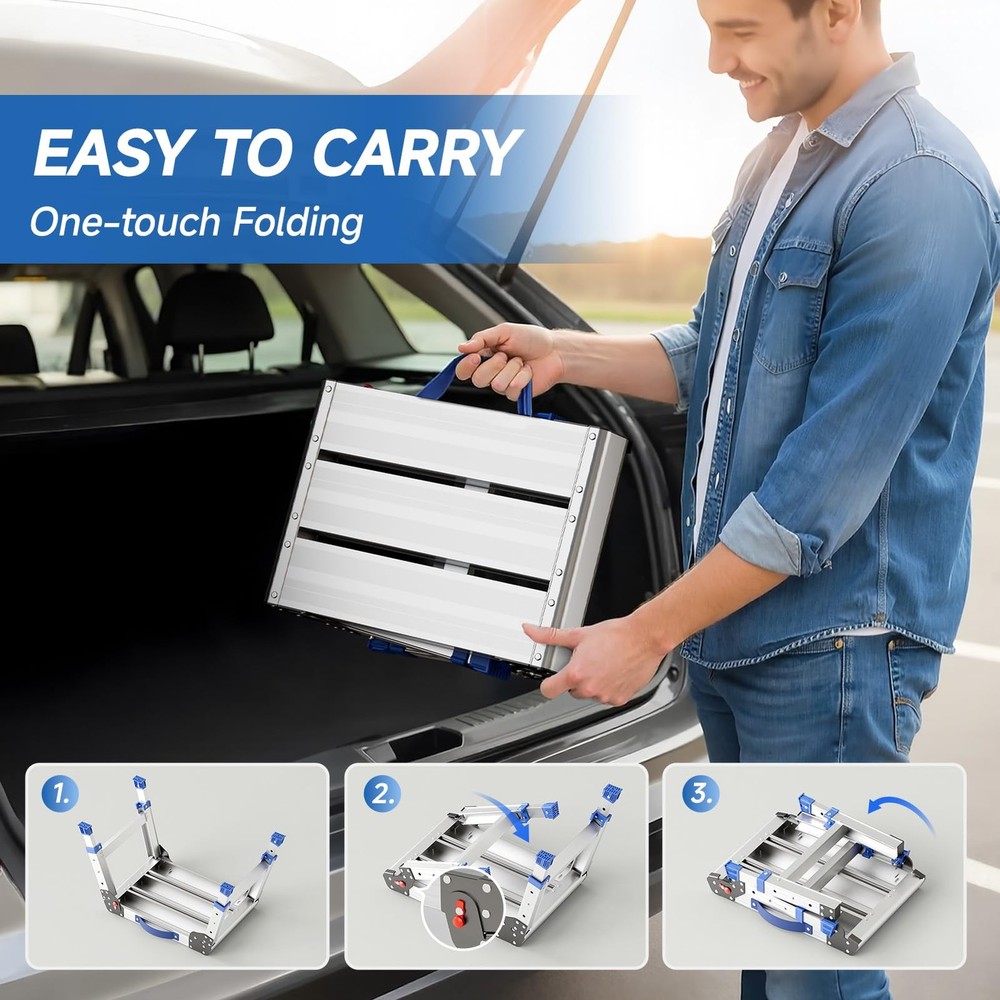 Loyoda Folding Step Stool for Adults, Aluminum Work Platform Regular, Silver