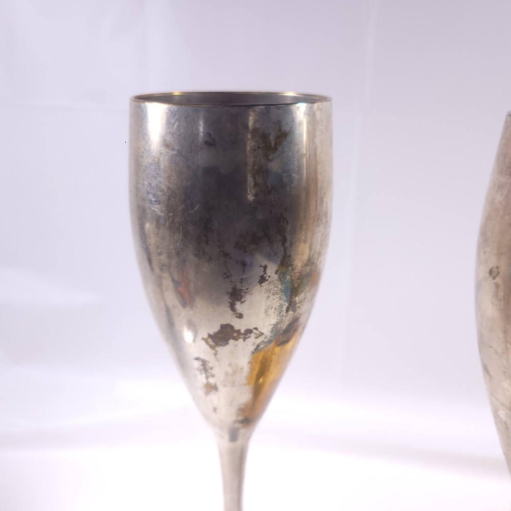 Vintage Silver Tone Champagne Flutes