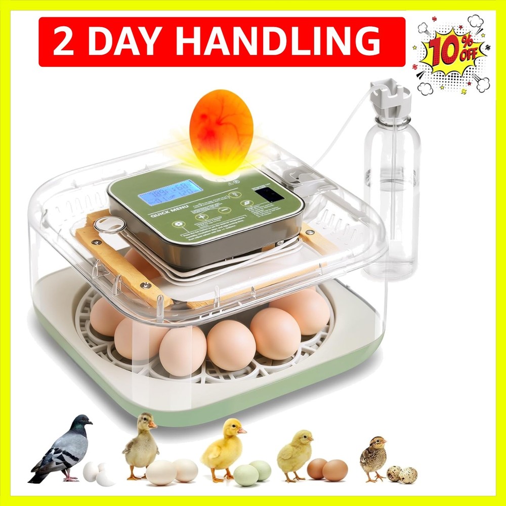Incubator for Hatching Eggs Automatic Humidity and Temperature Control 12 Egg...