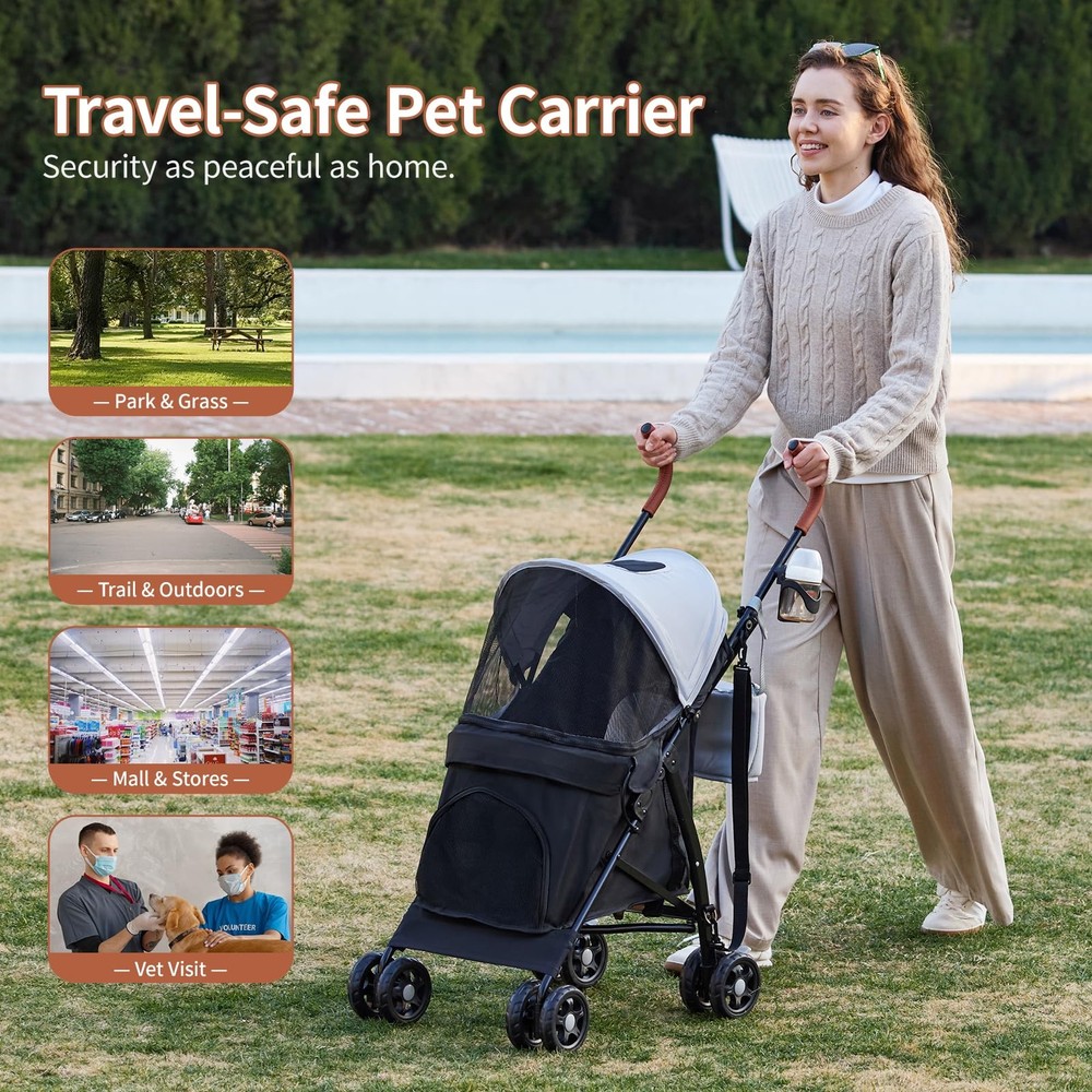 10lbs Ultra-Lightweight Pet Stroller - Compact Folding Umbrella Stroller with...