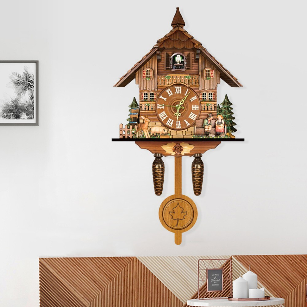Vintage Cuckoo Wall Clock - Elegant Black Forest Design with Singing Feature