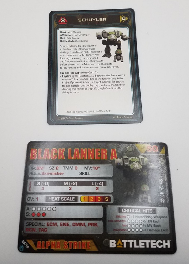 Battletech Clan Support Star - Black Lanner *Mech & Cards*