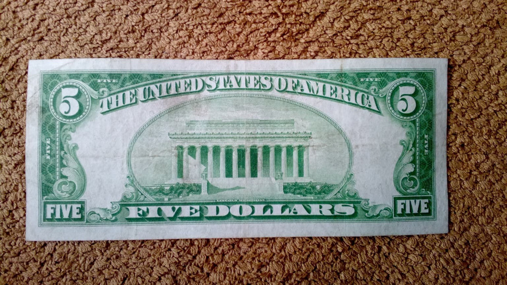 RARE/OLDER/DIFFERENT 1928 PLAIN A-A BLOCK $5 FIVE DOLLAR NOTE, XF++,RED SEAL