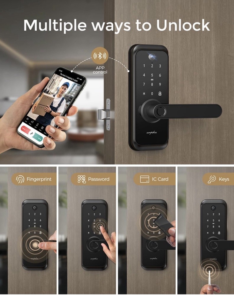 Brand New-WiFi Video Smart Lock with Camera & Handle