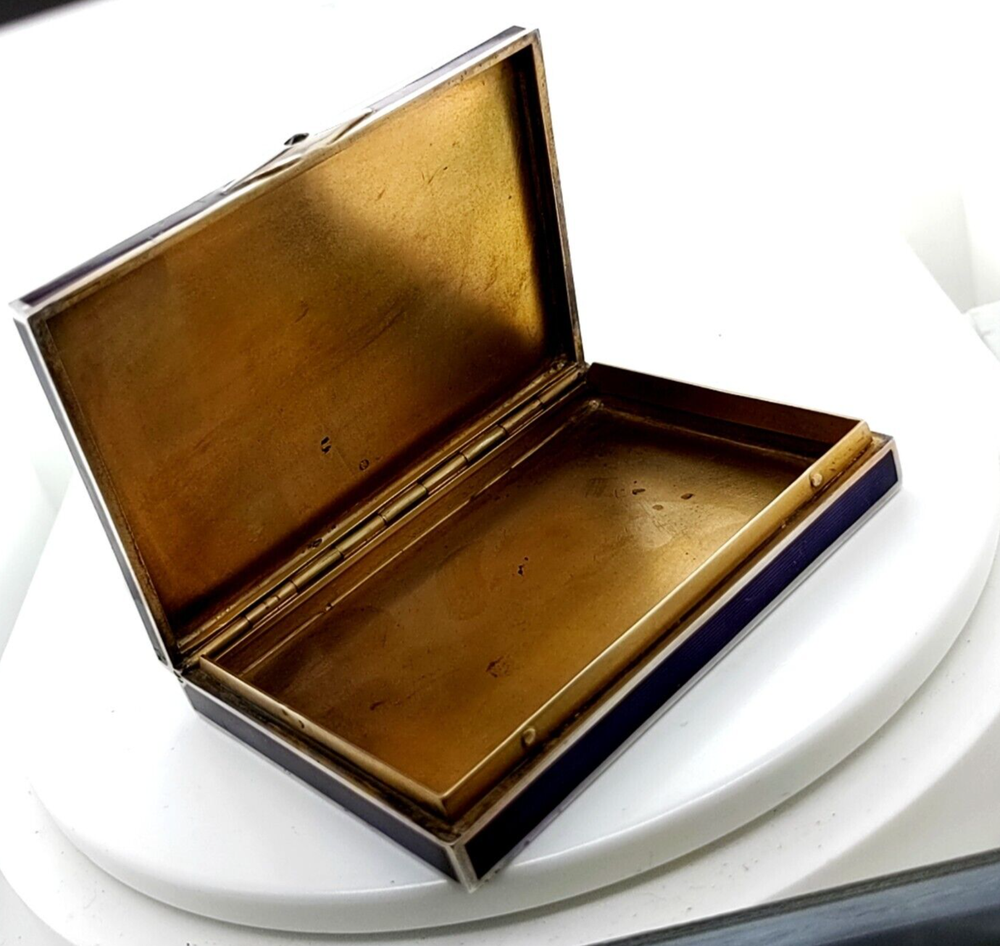 Purple Chequered Silver Cigarette Case