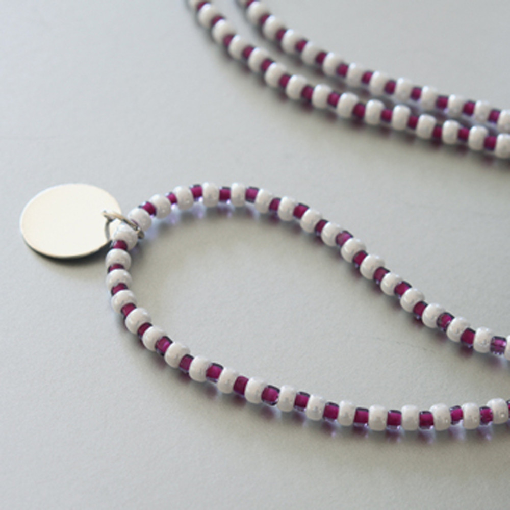 Rhodium Dot Necklace with Beaded Chain