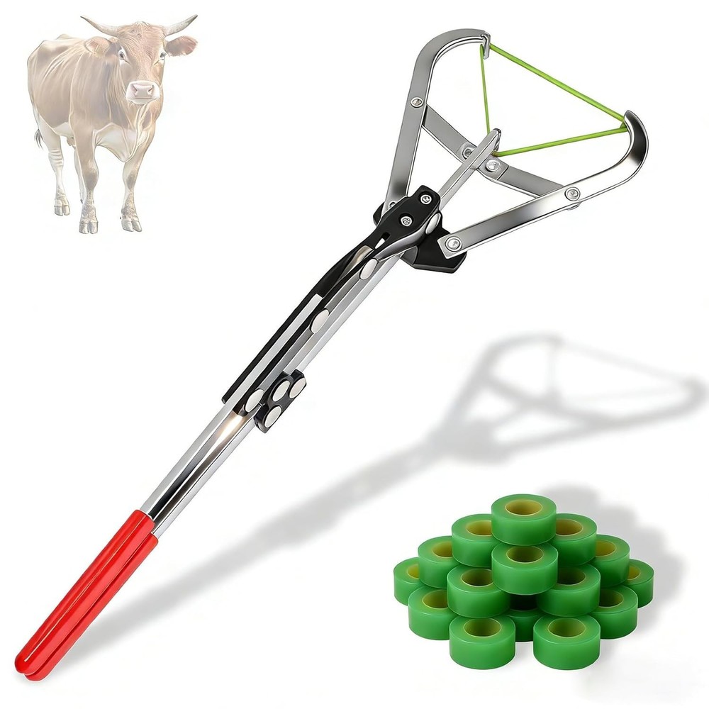Heavy-Duty Bull Banding Tool with Rubber Bands