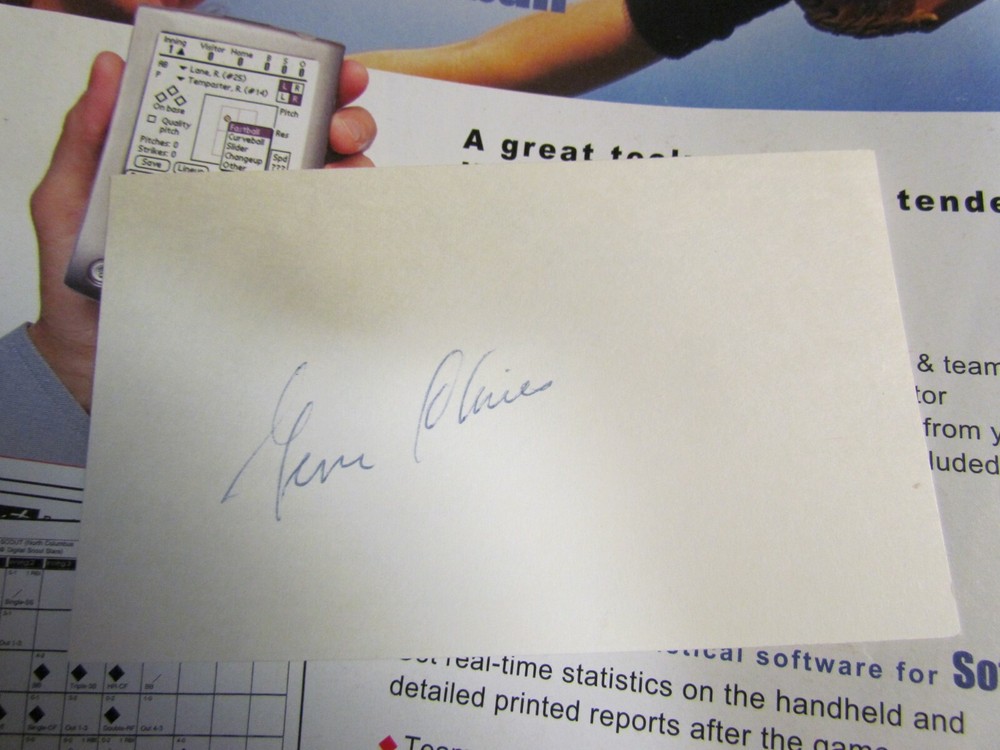Gene Clines autographed index card