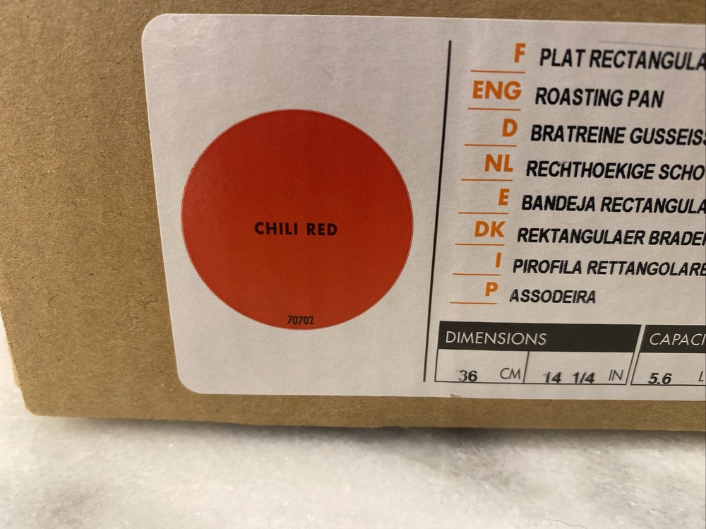 COUSANCES Large Roasting Rectangular Enamel Cast Iron 5.75 Quart QT Red Cerise