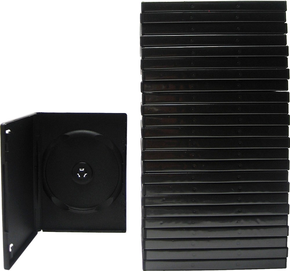 (25) Black Empty Standard Replacement Single DVD Cases Boxes 14mm Disc #DVBR14BK