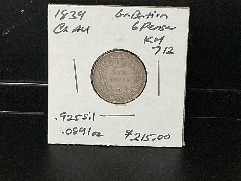 1834 Great Britian 6 Pence