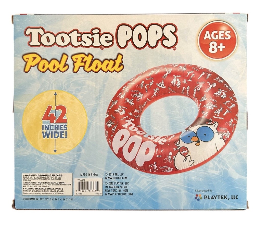 42” Tootsie POP Ring Inflatable Pool Float w/ Repair Patch - Ages 8+