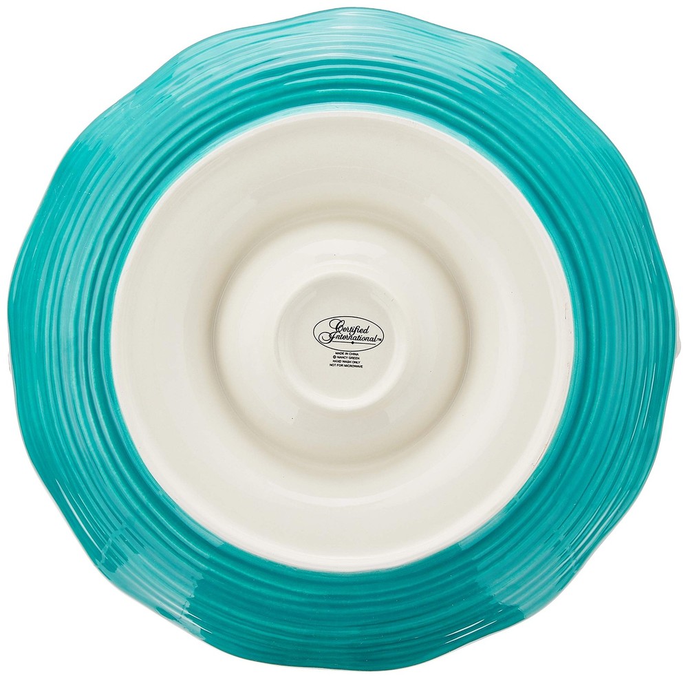 Valencia 13.25" Ceramic Chip & Dip Platter - Mediterranean Serving Dish