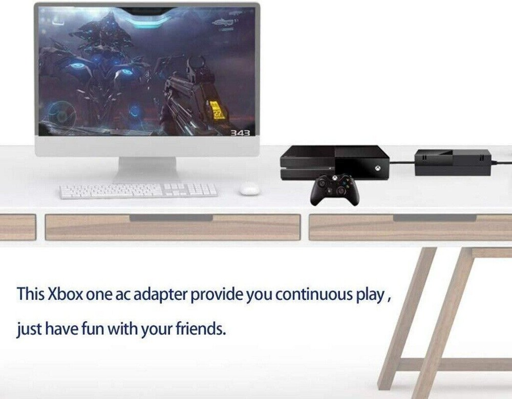 For Microsoft Xbox One Console AC Adapter Brick Charger Power Supply Cord Black