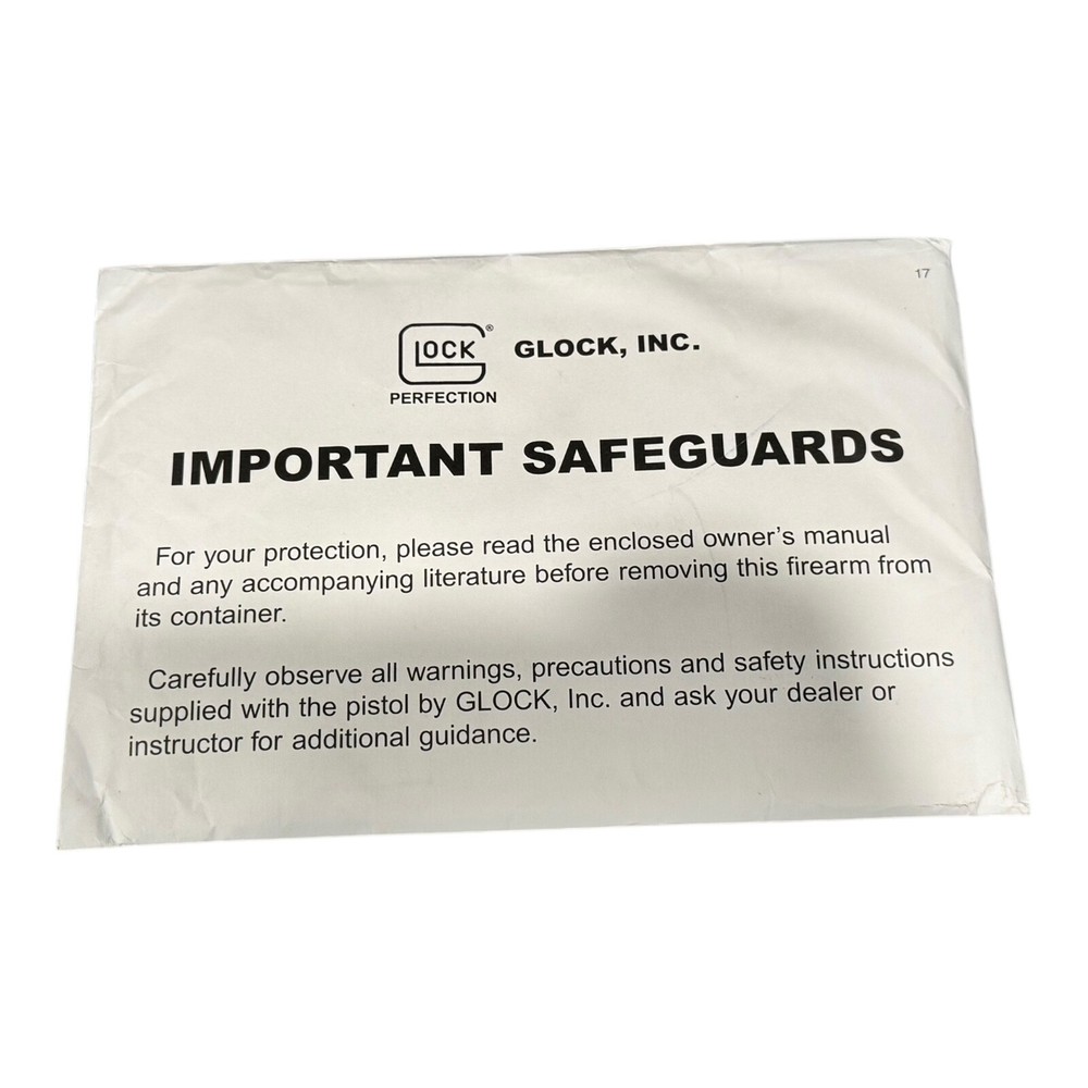 Glock Important Safeguards Owners Instruction Manual Packet Unopened