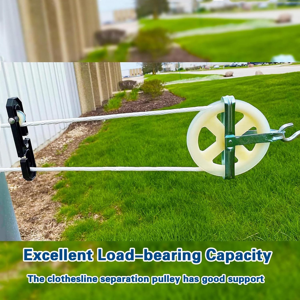 Clothesline Spreader，Plastic Aluminum Clothesline Separator Spreader Pulley Kit,