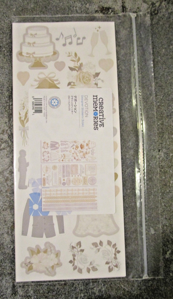 CREATIVE MEMORIES Devotion (Wedding) Designer Stickers - 3/pack NEW 2023