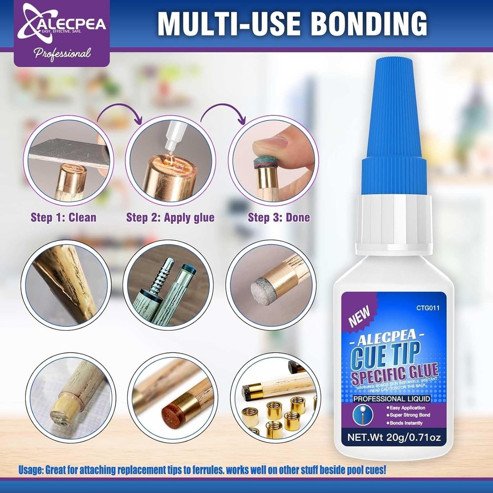 Quick Dry Pool Cue Tip Glue 20g - High Performance Adhesive for Repairs