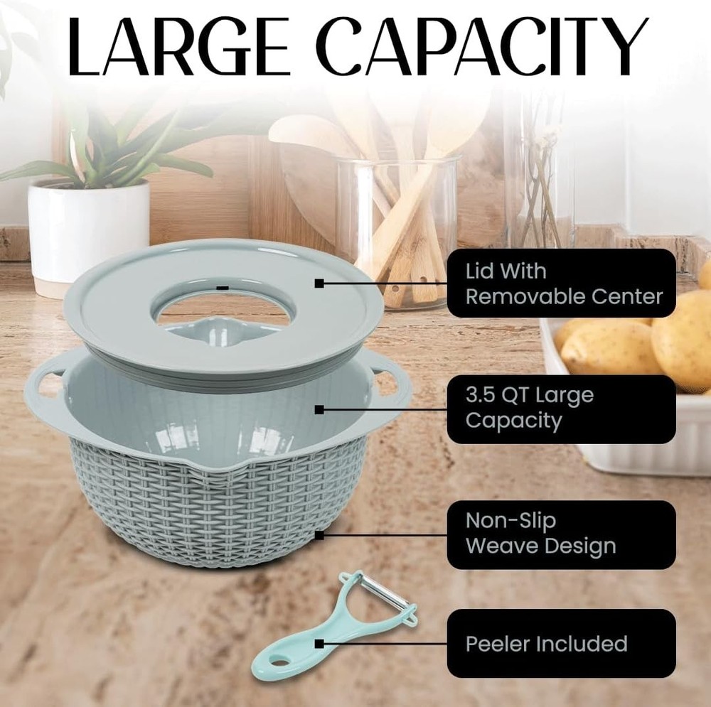 Next level home solution collander and mixing Bowl set color Blue New