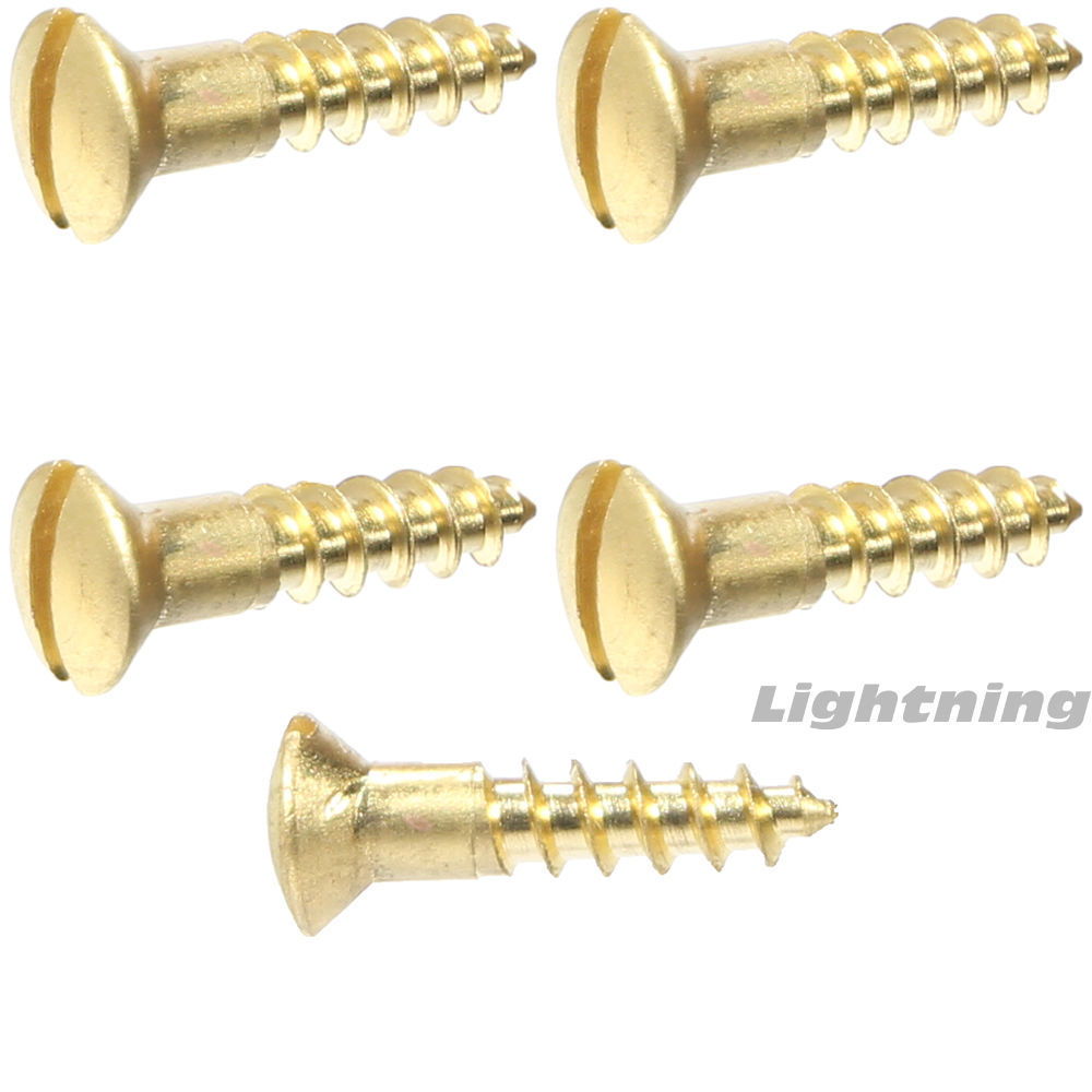#8 x 3/4" Solid Brass Wood Screws Oval Head Slotted Drive Quantity 100