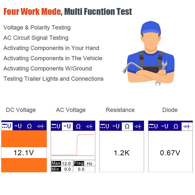 12V 24V Car PowerScan Light Circuit Tester Electrical System Diagnosis KZYEE