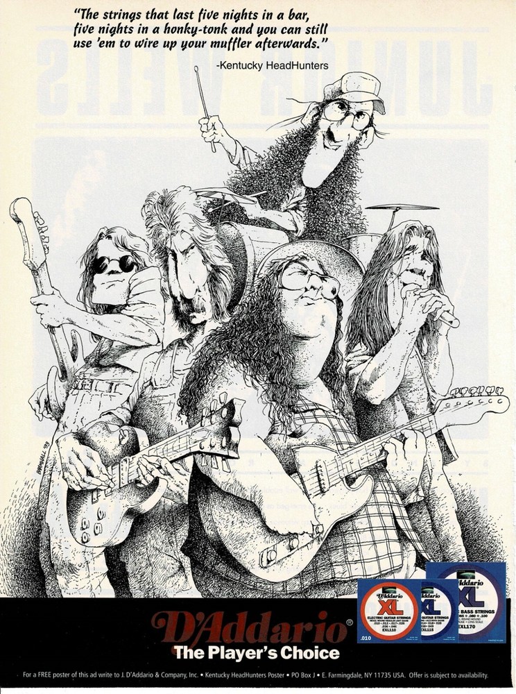 D'Addario Strings - KENTUCKY HEADHUNTERS -  1994 Print Advertisement