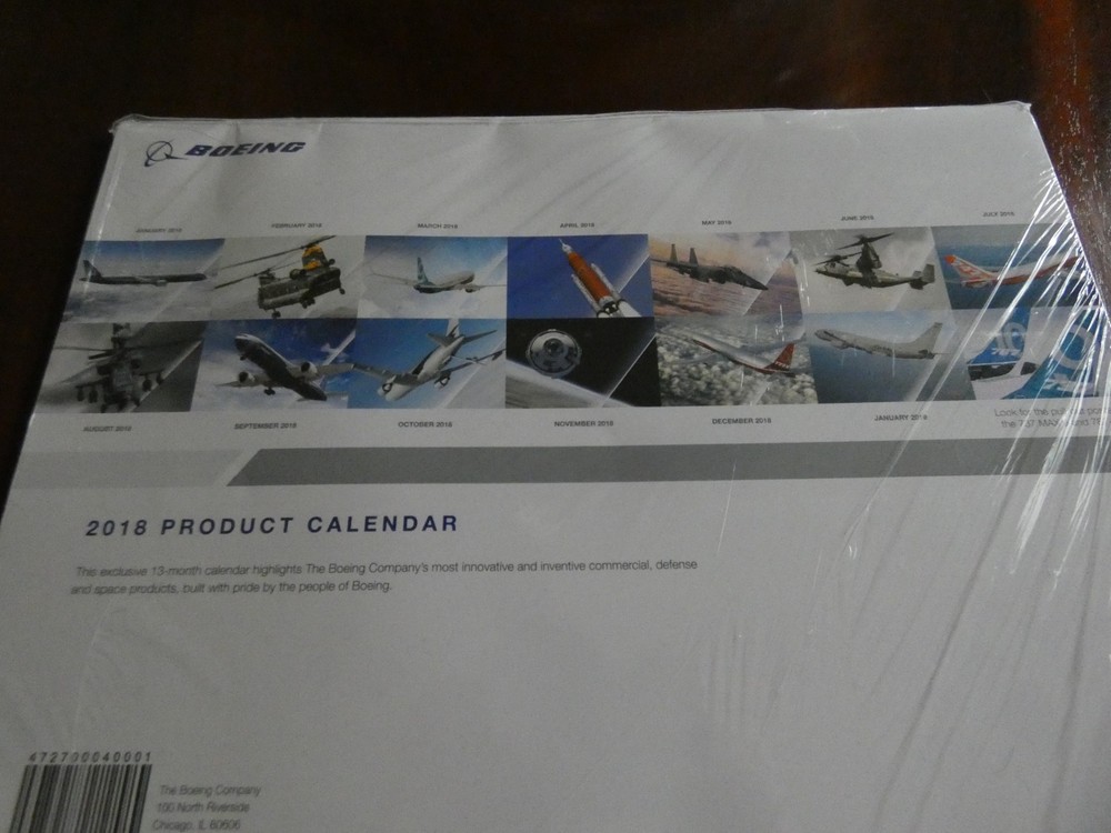 BOEING 2018 CALENDAR SEALED