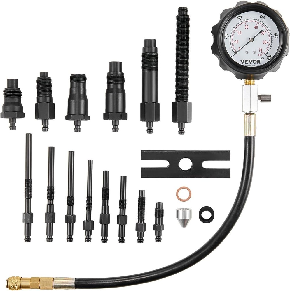 Precision Diesel Compression Tester with 18 Adaptable Pieces for Mechanics