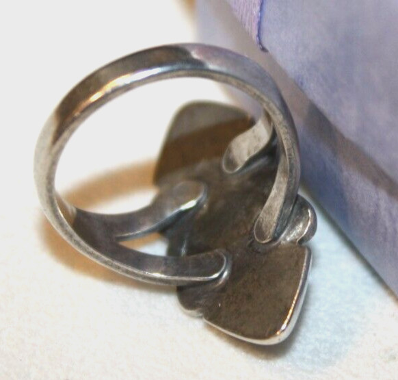 STERLING SILVER GORGEOUS MATRIX TURQUOISE SCROLL RING SIZE 5.75 BELL POST STYLE