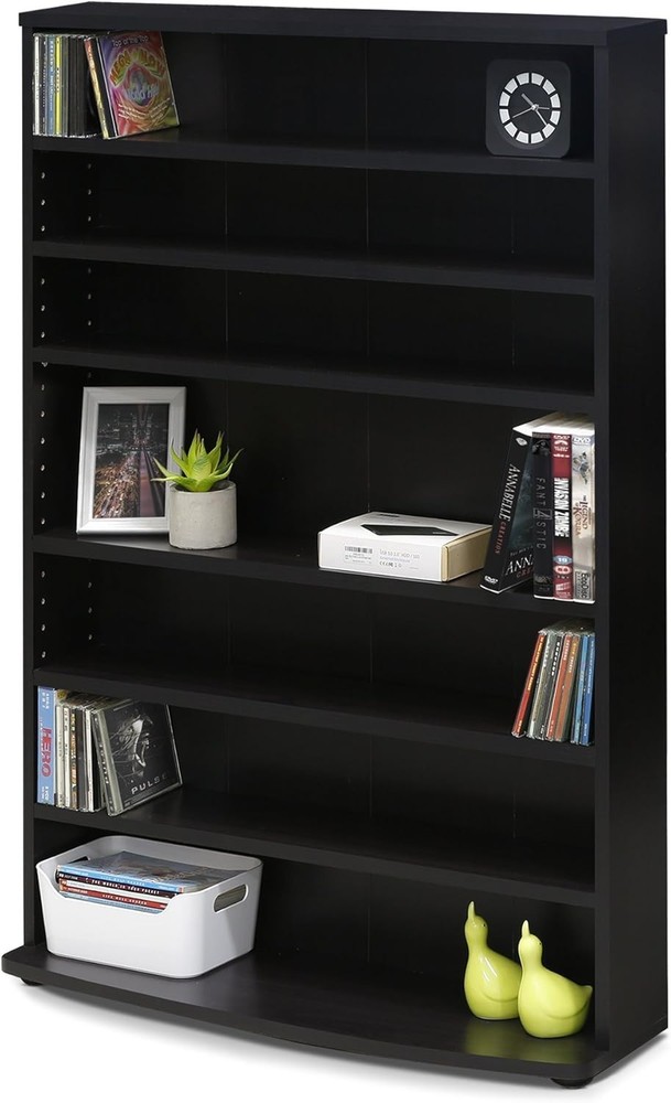 6-Tier Multimedia Storage Tower Audio Shelving Storage Cabinets Easy Assembly