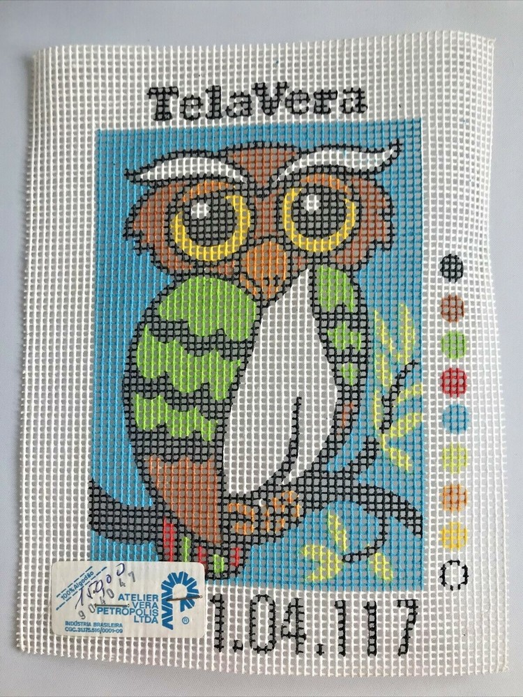 TelaVera Painted Needlepoint Canvas Owl