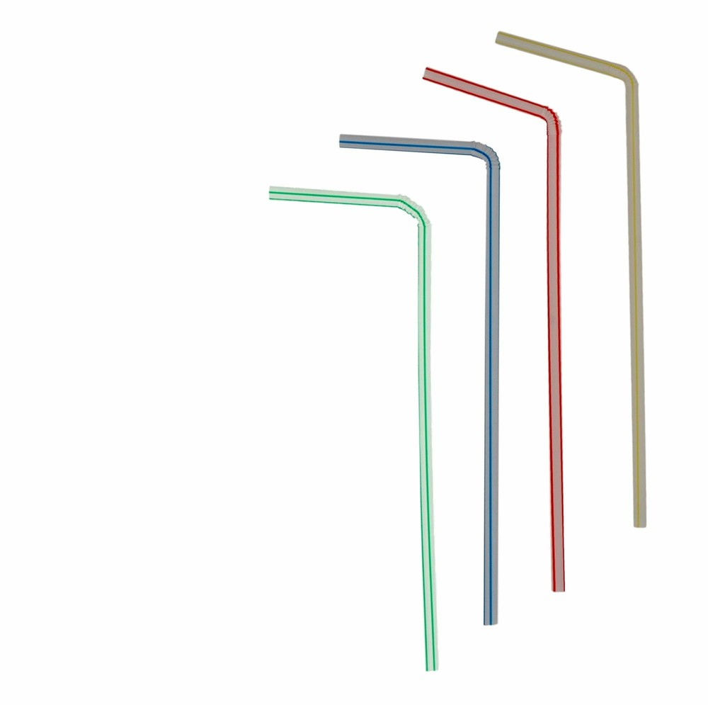 Flexible Plastic Drinking Straws (Assorted Classic Striped) Bendable Disposable
