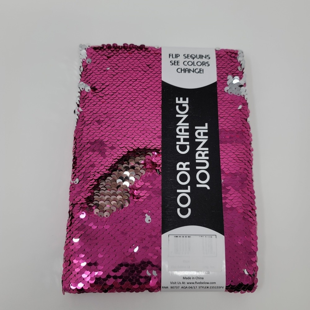 Flip Sequin Color Change Journal Diary Pink Silver Lined Notebook 80 Sheets