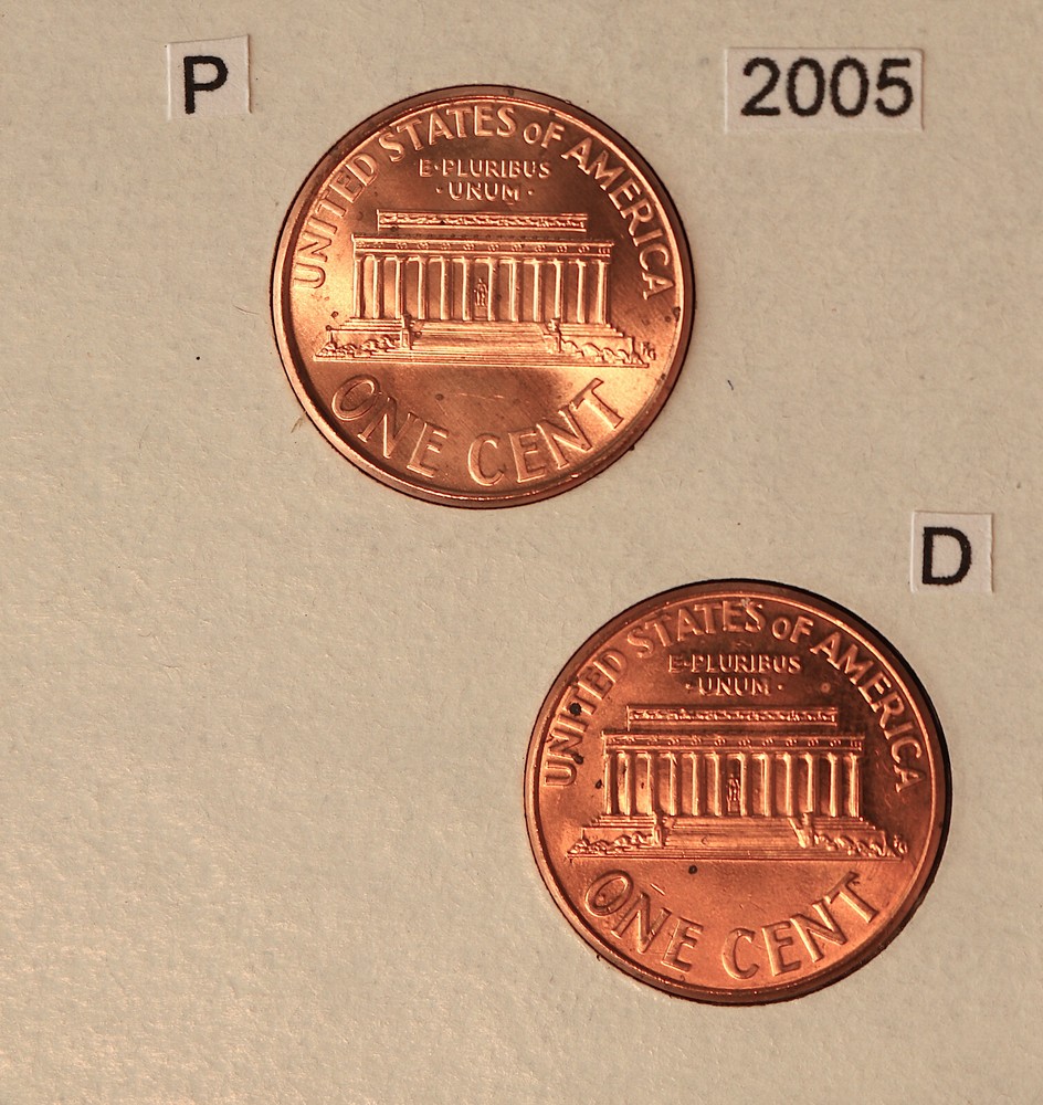 2005 P/D Lincoln Memorial Cents BU