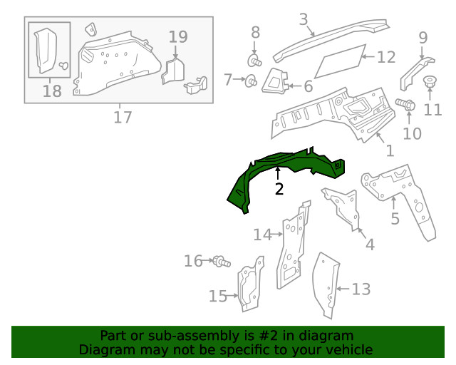 Genuine GM Driver Side Quarter Inner Lower Panel 84137575