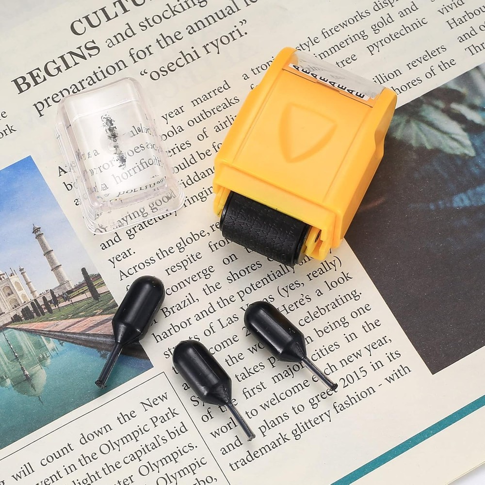 Identity Theft Protection Roller Stamps, 12 Pcs Black Replacement Rolling...