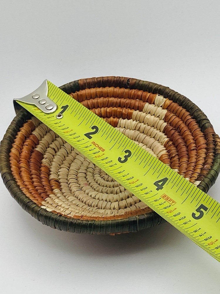 Handcrafted Rustic Coiled Rope Basket Fall Decor 4.5”
