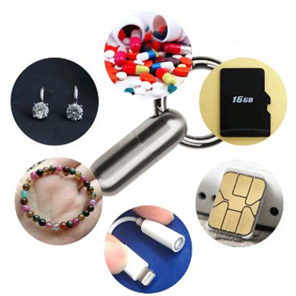 Waterproof Pill Container Keychain Holder Bottle Container Keepsake Box EDC Tool
